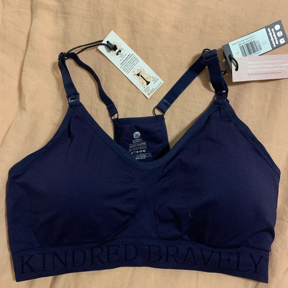 Kindred Bravely Large Sublime Hands Free Nursing Pumping Sports Bra, Blue